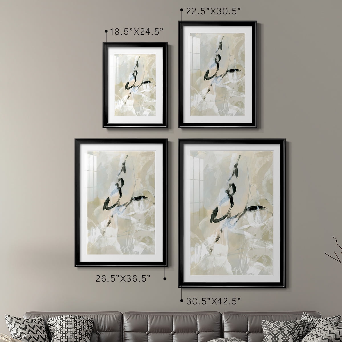 Wexford Home Scribble Veil I Premium Framed Print, 18.5" x 24.5" - Ready to Hang, Black (Set of 2)