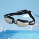 thumbnail image 3 of Gafas de natación con montura grande para miopía, lentes galvanizadas, antivaho, alta definición, impermeables, correa ajustable, para adultos, para entrenamiento en piscina y aguas abiertas., 3 of 4