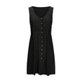 thumbnail image 6 of BLVB Sundresses for Women 2025 Sleeveless Eyelet Casual Beach Dress Button down Crewneck High Waist Tank Dress, 6 of 7