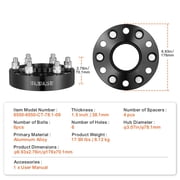 KFFKFF Hubcentric Wheel Spacers, 1.5-inch 6x5 Adapters, 6 Lug Forged Design, 78.1 mm Bore with M14 x1.5 Studs, Compatible with 1995-2023 Chevrolet, GMC, Cadillac Models, Set of 4, Black