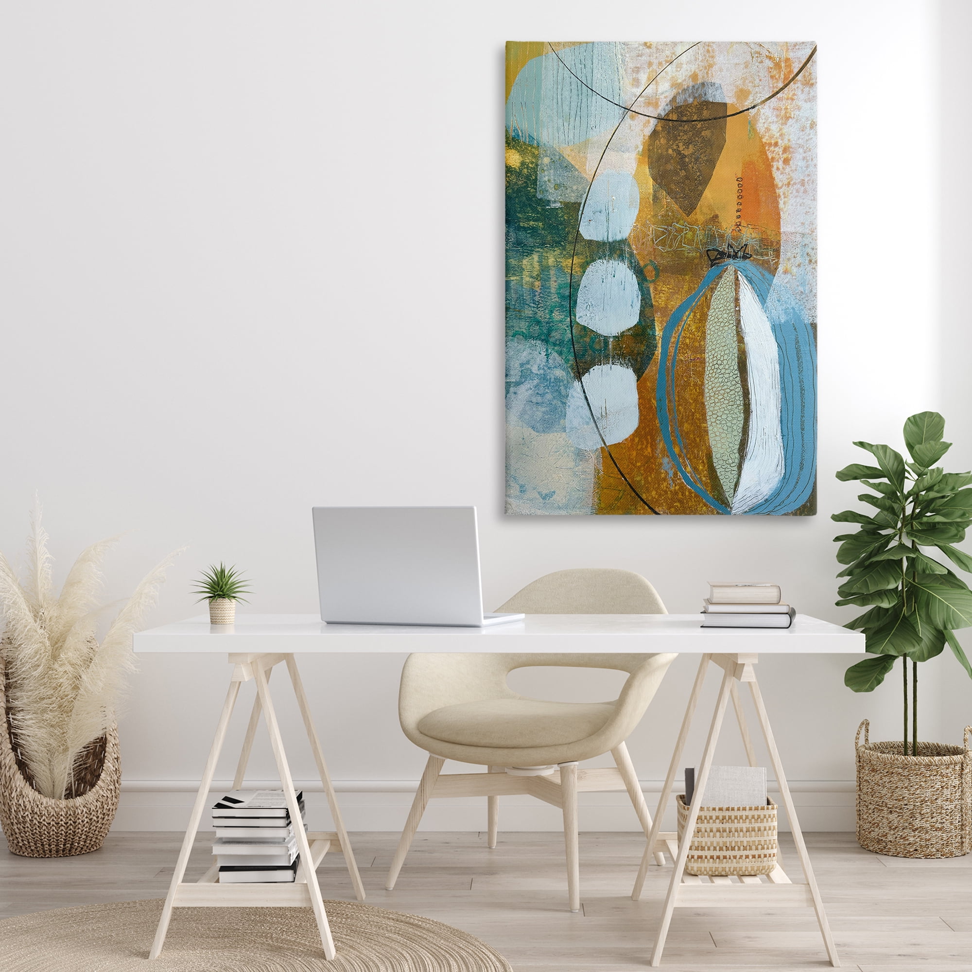 Stupell Industries Expressive Distressed Abstract Abstract Painting Gallery Wrapped Canvas Art Print Wall Art, 30 x 45