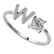 thumbnail image 5 of Qarigey Anillo abierto con letra mayúscula de cobre, anillos de compromiso elegantes para interiores y exteriores, joyería de maquillaje Ropa, zapatos y accesorios Miscelánea Letra W, 5 of 5