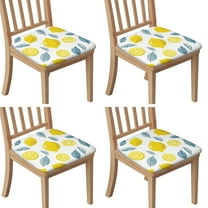 Lemon Seat Covers for Dining Room Chairs Set Of 4,Stretch Printed Washable Chair Seat Cover with Elastic Ties and Button,Removable Waterproof Couch Cushion Covers