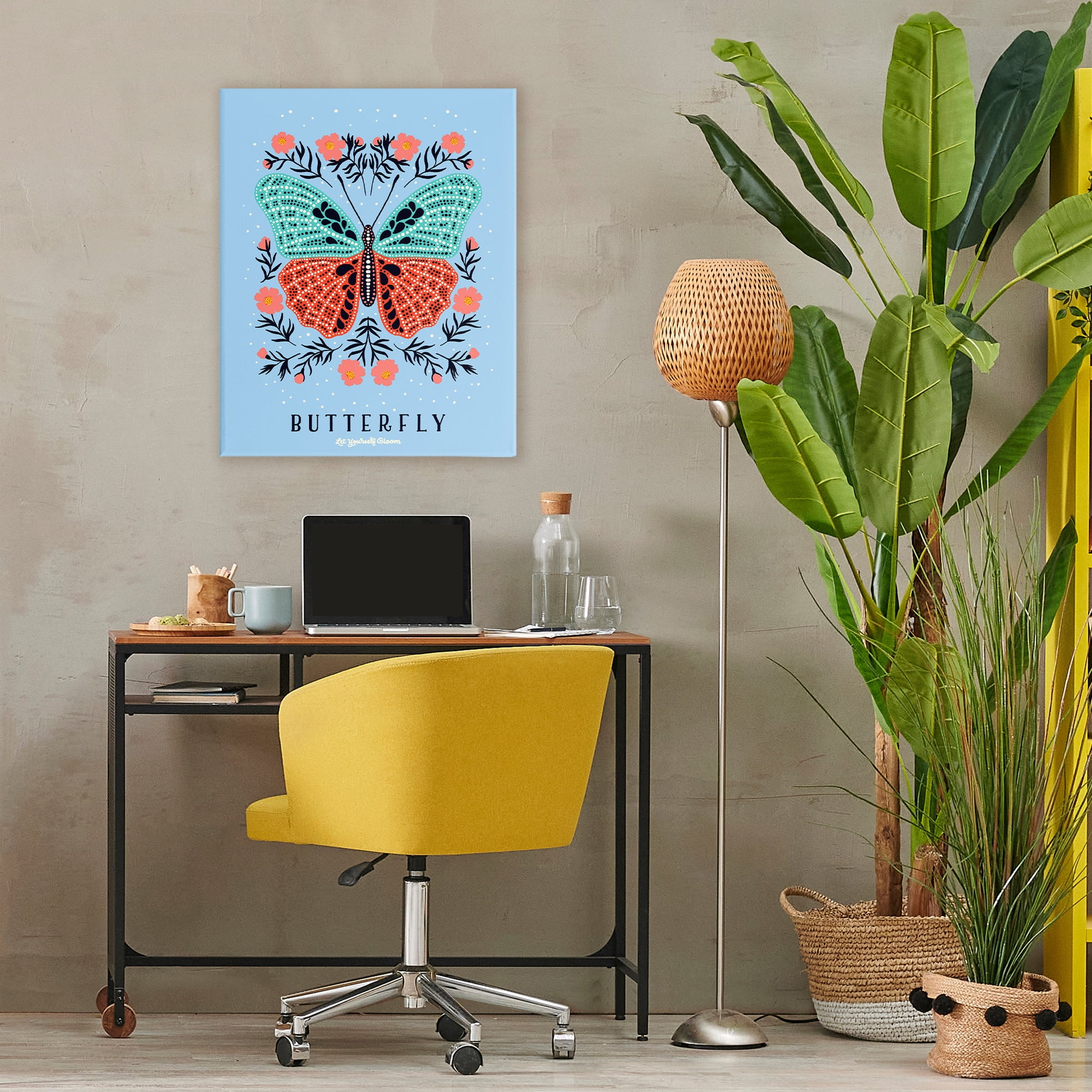 Stupell Industries Butterfly Symmetry on Blue Canvas Wall Art, design by Indira Prieto | IndySign