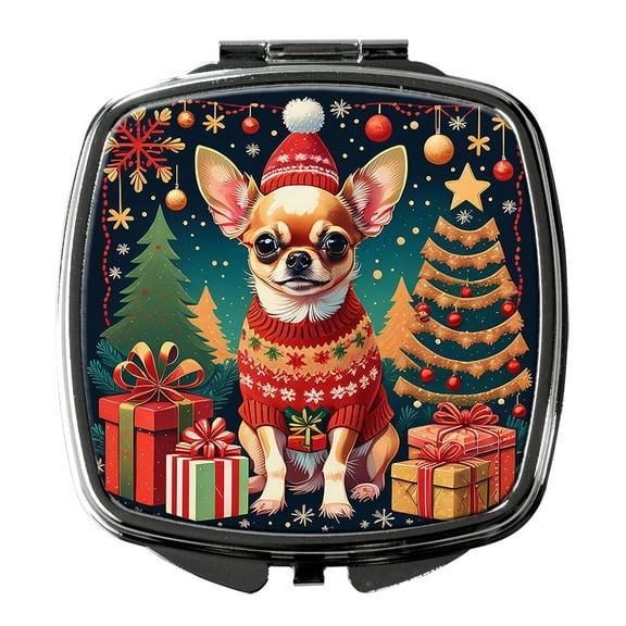 Chihuahua Christmas Compact Mirror 2.75 in x 3 in