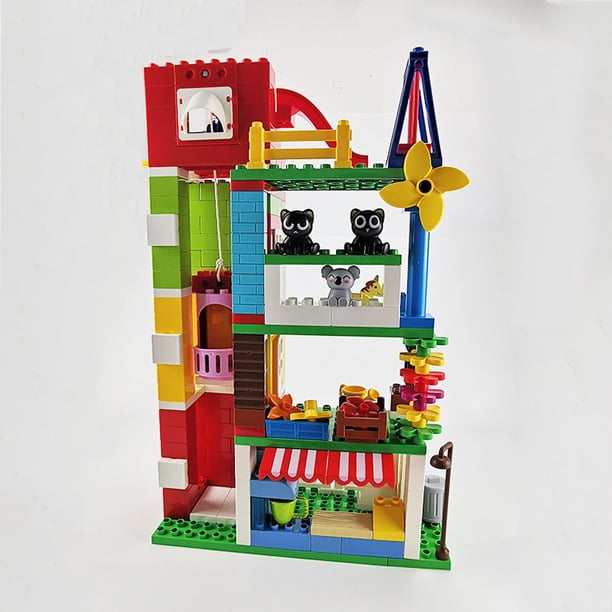 Bloques de construcción de gran tamaño, ascensor de tercer piso, centro comercial, accesorios de construcción compatibles con ladrillos grandes, juguete de ensamblaje DIY para niños
