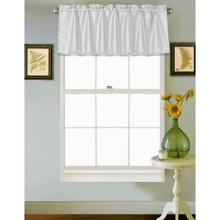 Silk Elements Inc (S18) WHITE 1PC Elegant Straight Faux Silk Rod Pocket Swag Waterfall Valance, 55