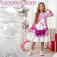 thumbnail image 5 of FKELYI Pink Cat Star Print Girls Ruffle Sleeve Dress A Line Twirly Dress for Kids Midi Soft Fall Dresses Patchwork Playwear Sundress, 9-10 Y, 5 of 6