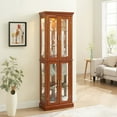 thumbnail image 2 of Curio Cabinet with Glass Doors, 6-Tier Glass Display Cabinet China Cabinet with Adjustable Shelves & Mirrored Back Panel, Cabinet Glass Display Case for Entryway, Living Room, Walnut, 2 of 9