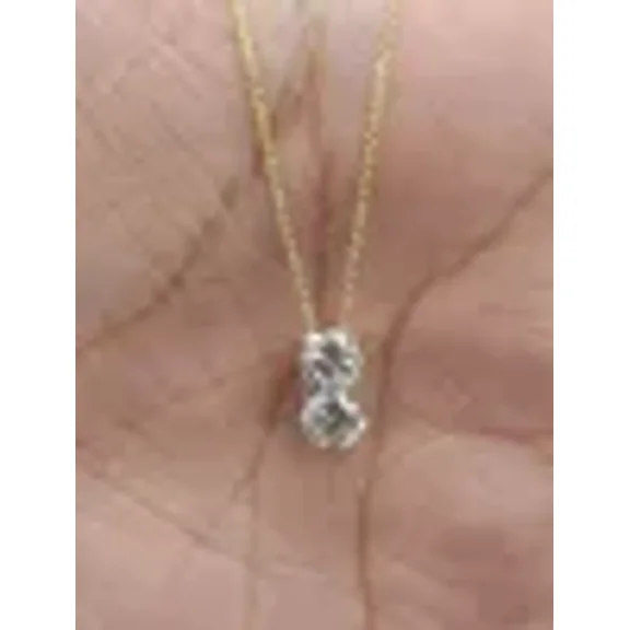 2Ct Round Cut Lab created Diamond 2-Stone Necklace 14K Yellow Gold Plated Silver