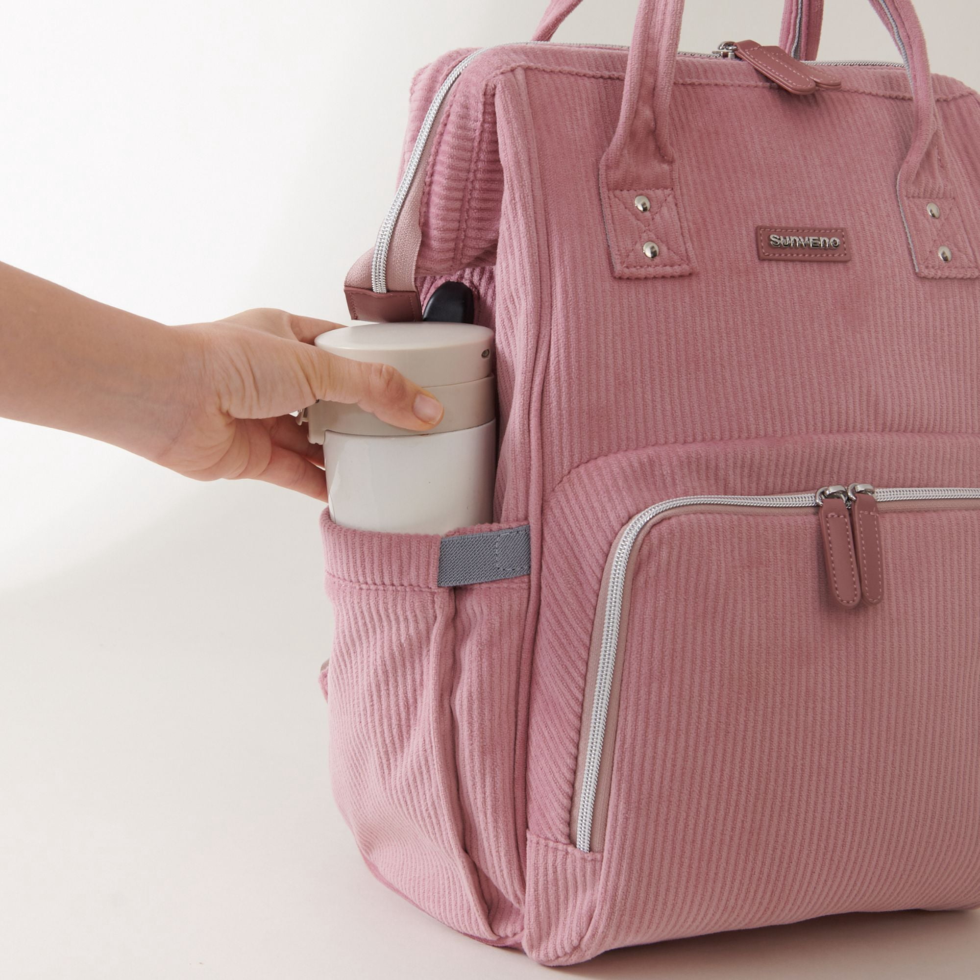 Sunveno Large Capacity Backpack Diaper Bags, Pink, 1 Count