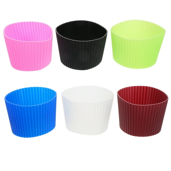 Raindrops 6pcs Silicone Coffee Cup Sleeves Nonslip Glass Cup Protectors Heat Resistant Insulated Mug Sleeves for Hot Cold Drinks