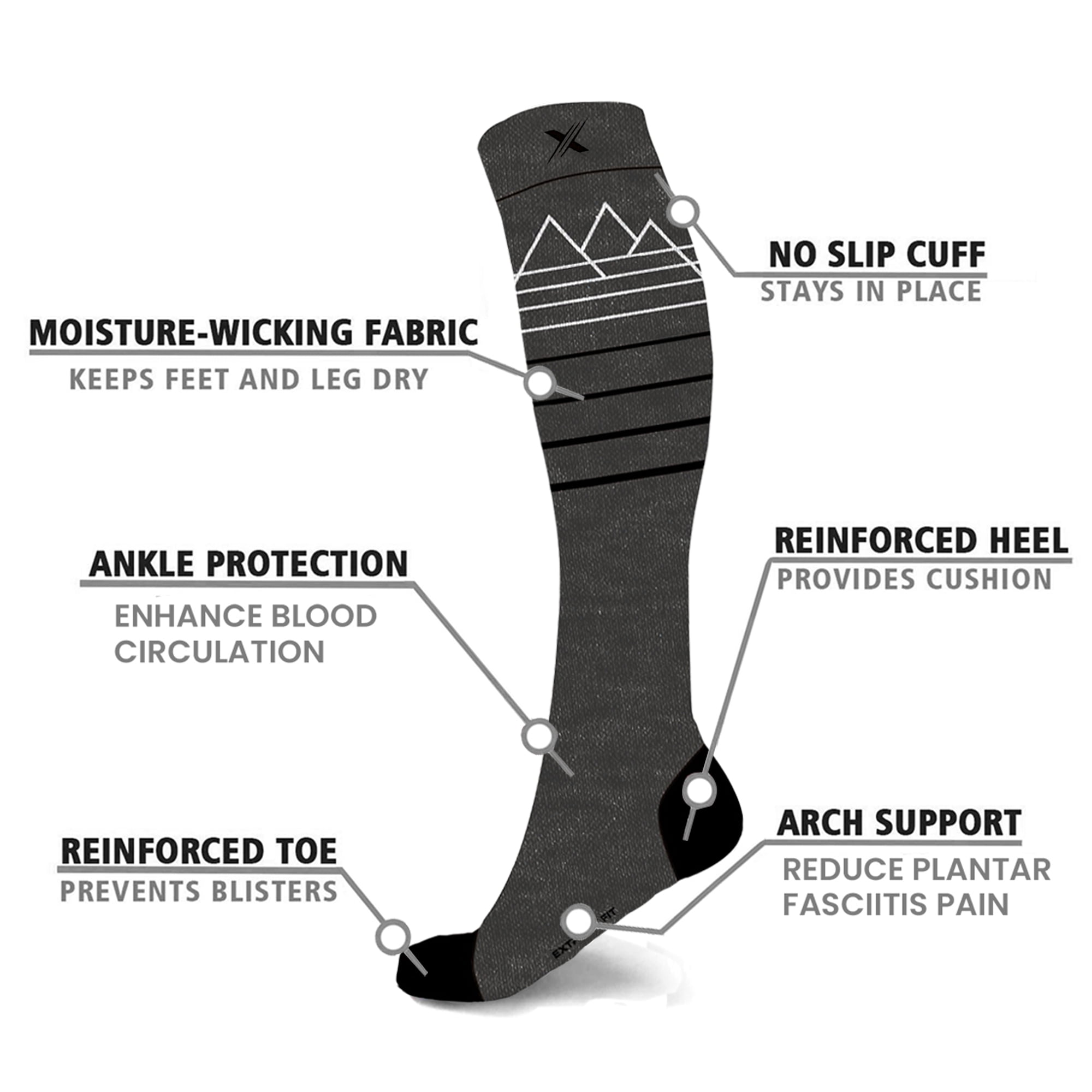 Premium Merino Wool Compression Socks - Designed For Winter, Hiking, Camping, Snowboarding, Skiing