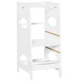 thumbnail image 1 of HOMCOM Toddler Kitchen Step Stool with Adjustable Standing Platform & Safety Rail, White, 1 of 9