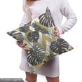 thumbnail image 4 of Ambesonne Banana Leaf Fabric by the Yard Upholstery, Modern Aloha Style, 2 Yards, Charcoal Grey and Khaki, 4 of 4