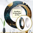 thumbnail image 3 of Designart "Cerulean Cycle Dreams: Moon In Blue And Gold" Moon Blue Large Round Mirror - Round Bedroom Mirror Wall Decor - Global Round Printed Mirror - 23" x 23", 3 of 6