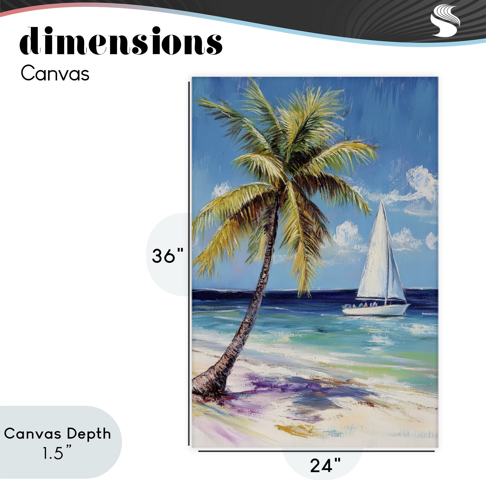Stupell Industries Sailboat Delight with Palm Tree Canvas Wall Art, design by Petal Prints Design