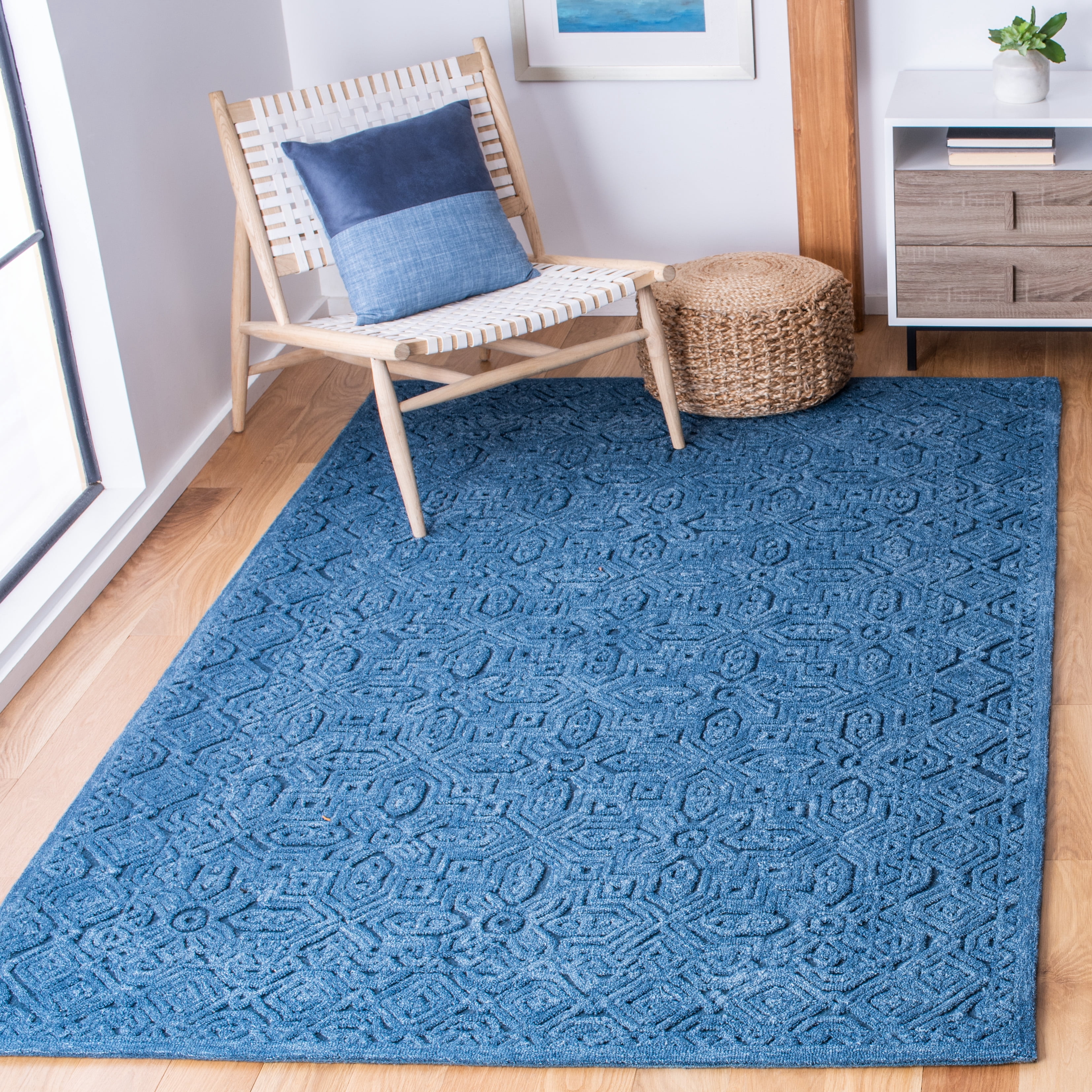 SAFAVIEH Textural Dinah Geometric Area Rug, Dark Blue, 6' x 9'