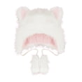 thumbnail image 2 of Sombrero de animal de dibujos animados, cálido, divertido, resistente al viento, a la moda, con forma de gato, bonito gorro de peluche. Rosado, 2 of 8