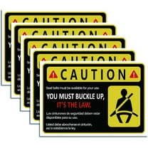 1Set 5PCS Buckle Up Warning Sign Taxi Safety Notice Sign Security Self Adhesive 6.9"X9.8" Vinyl Sticker for Car Taxi Cab Bus