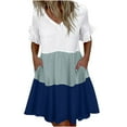 thumbnail image 2 of Summer Dresses for Women Casual Fashion V-Neck Short Sleeve Summer Solid Color Pocket Dress, 2 of 4