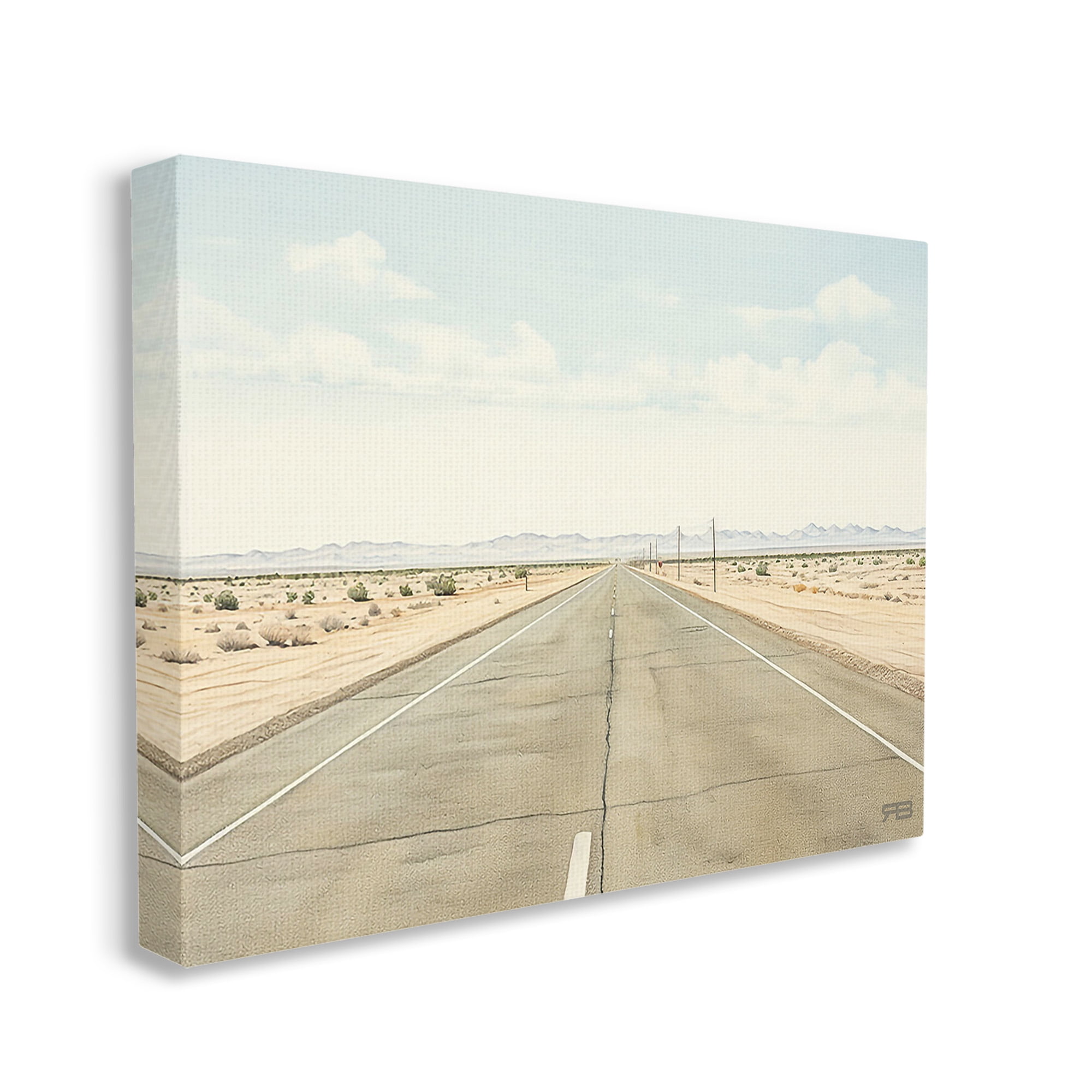 Stupell Industries Scenic Desert Road Landscape Painting Gallery Wrapped Canvas Art Print Wall Art, 30 x 24
