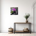 thumbnail image 4 of ZHONGYUTONG Zen Canvas Wall Art Purple Orchid Flower Pictures Zen Stones Artwork Spa Meditation Painting for Bathroom Yoga Decor Framed (18.00" x 18.00"), 4 of 5