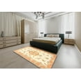 thumbnail image 4 of Ahgly Company Indoor Rectangle Traditional Golden Blonde Gold Medallion Area Rugs, 7' x 10', 4 of 6