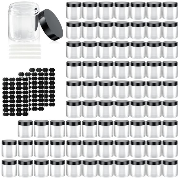 Recipientes de plástico OBKJJ de 4 oz/120 ml con tapas para viajar (paquete de 60)
