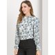 thumbnail image 2 of Blusa floral Plisada Unique Bargains Mujer Blanco S, 2 of 6