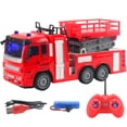 thumbnail image 2 of Camión de bomberos de juguete con control remoto inalámbrico y luces LED, modelo de coche de ingeniería para regalos de niños, 2 of 14