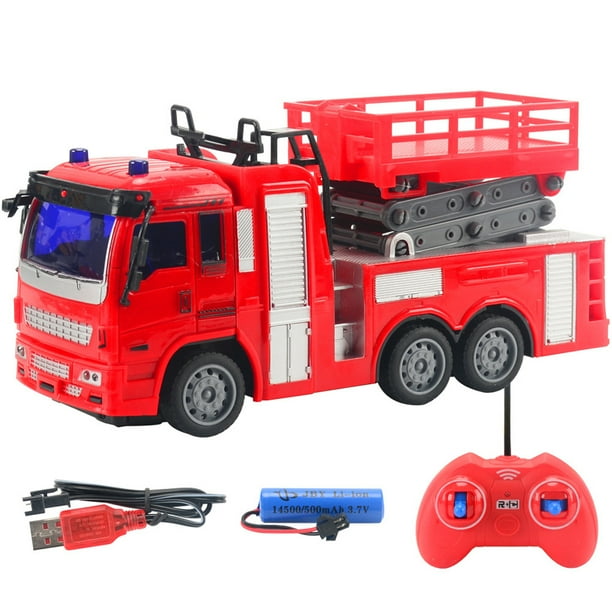Juguete Teledirigido Del Camión De Bomberos, Diversión Del Juguete 4WD Del Camión De Bomberos Con Las Luces LED Para Los Niños