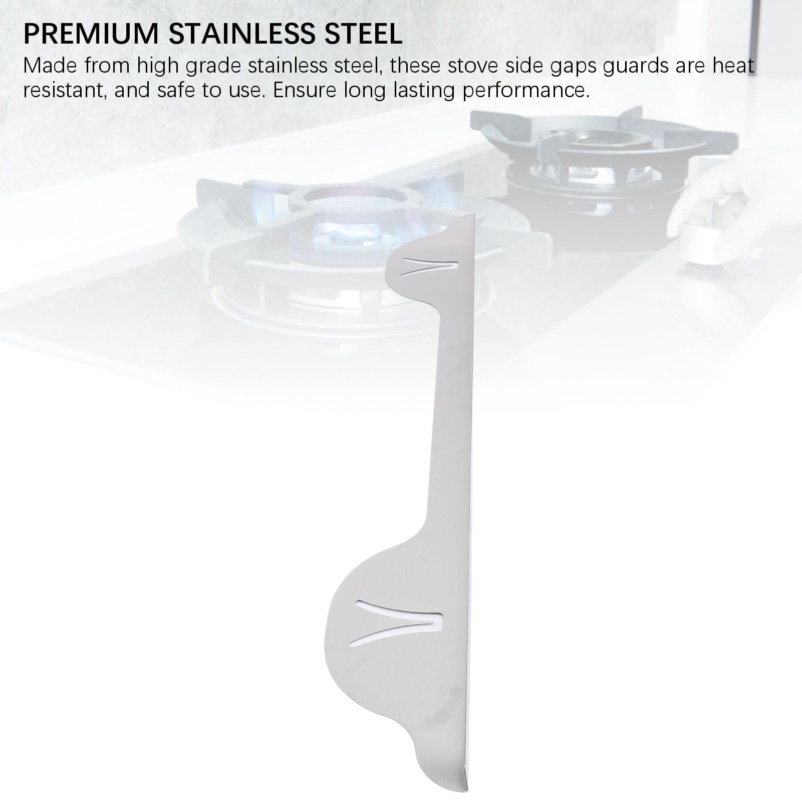 Rupoun 2PCS Stainless Steel Stove Counter Gap Cover Heat Resistant Guards Range Trim Kit for Kitchen Silver (23.43 inches / 59.5 cm)