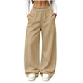 thumbnail image 2 of KIHOUT Womens Wide Leg Sweatpants High Waisted Casual Pants Elastic Waistband with Pockets Loose Fit Baggy Solid Color Plain Trousers for Women, 2 of 8
