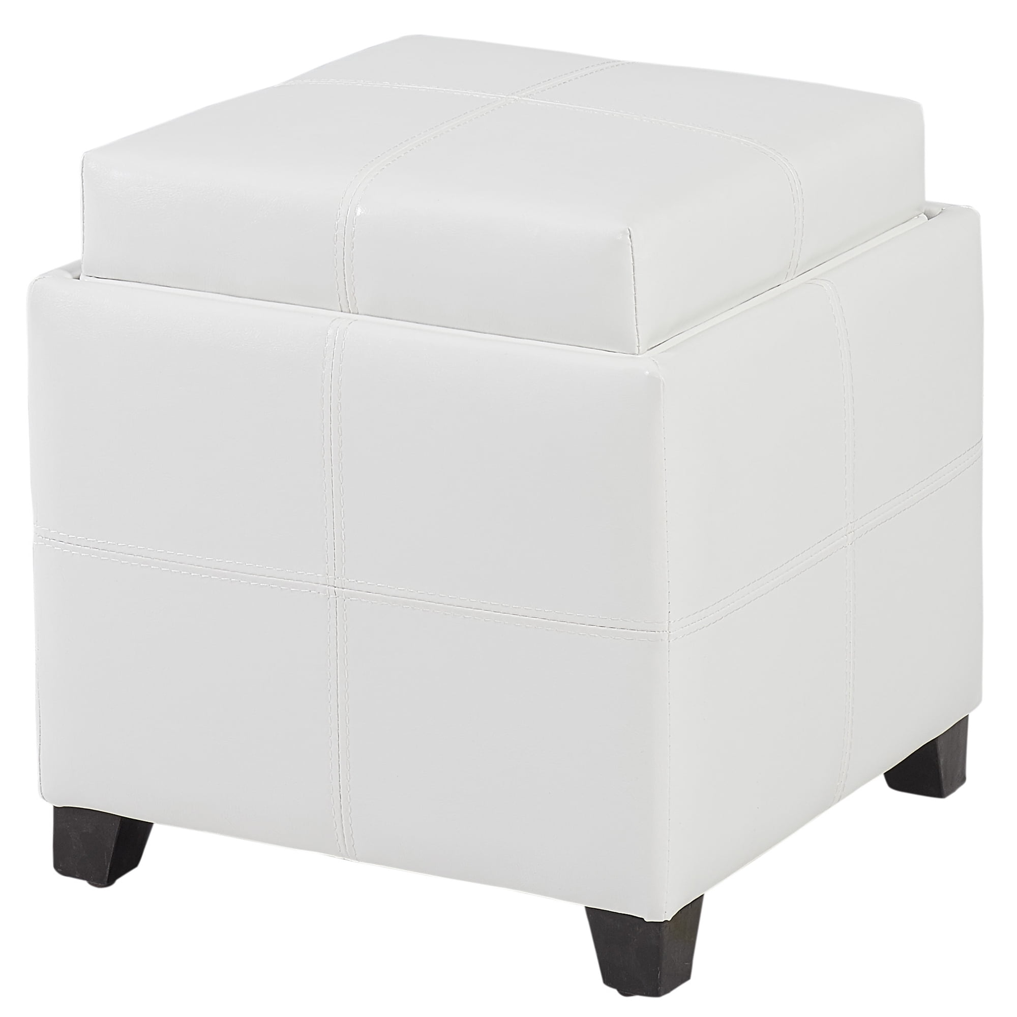 Modern Faux Leather Square Storage Ottoman