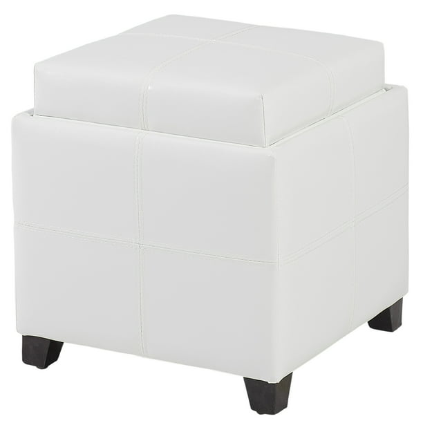 Modern Faux Leather Square Storage, Square Leather Storage Ottoman