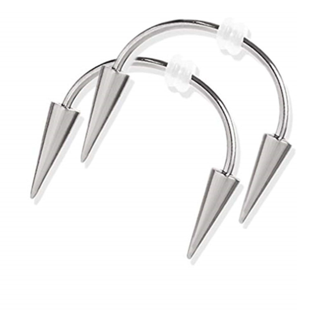 2x Spike Lips Hoop Rings Surgical-Steel Spiked Studs Vampire Teeth Spike 16g Helix Body Piercing Jewelry Gift for Unisex