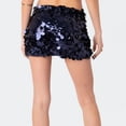 thumbnail image 4 of Sequin Skirt for Women-Stretchy Bodycon Night Out Party Shine Sparkly Mini Skirts Navy Blue S, 4 of 8