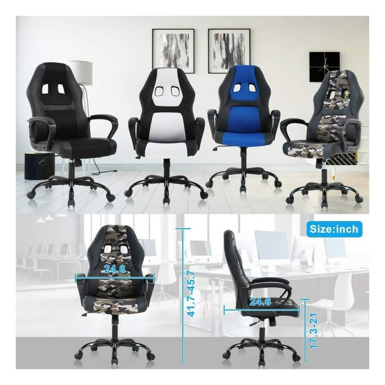 Gaming Chair Ergonomic Office Chair Racing Chair with Lumbar Support and Armrest PU Leather High Back Computer Chair Adjustable Height Swivel Executive Chair for Adults Camo Walmart