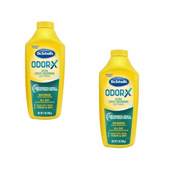 Dr. Scholl's Odor-x Sweat Absorbing Foot Powder, 7 Ounce - Pack of 2