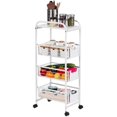 thumbnail image 2 of 4 Tier Rolling Slim Storage Cart, Utility Cart Organizer with Slide Out Drawer Baskets for Kitchen Bathroom Laundry Narrow Places (White), 2 of 8