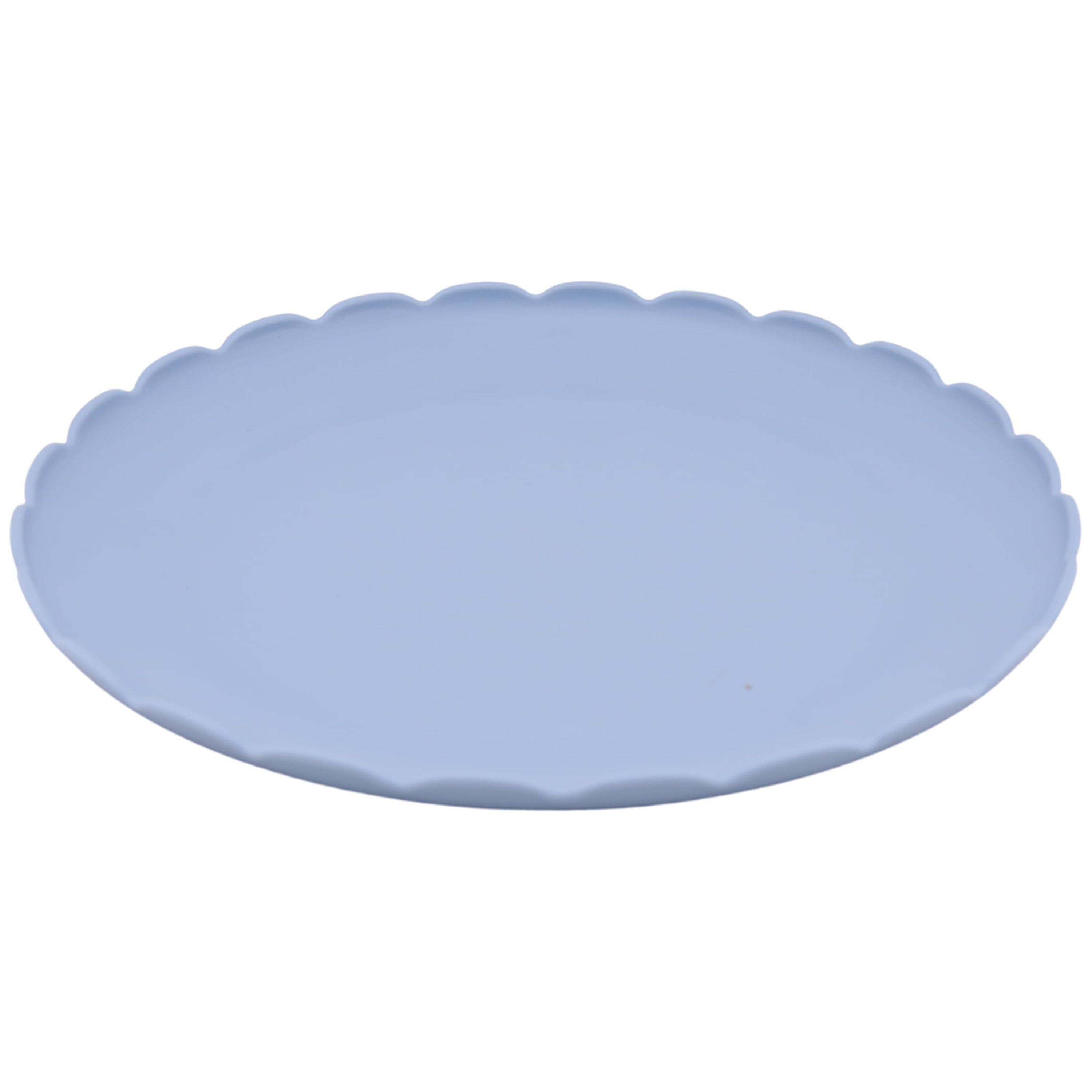 (4 pack) Mainstays - Blue Round Plastic Plate, Scalloped, 10.5 inch