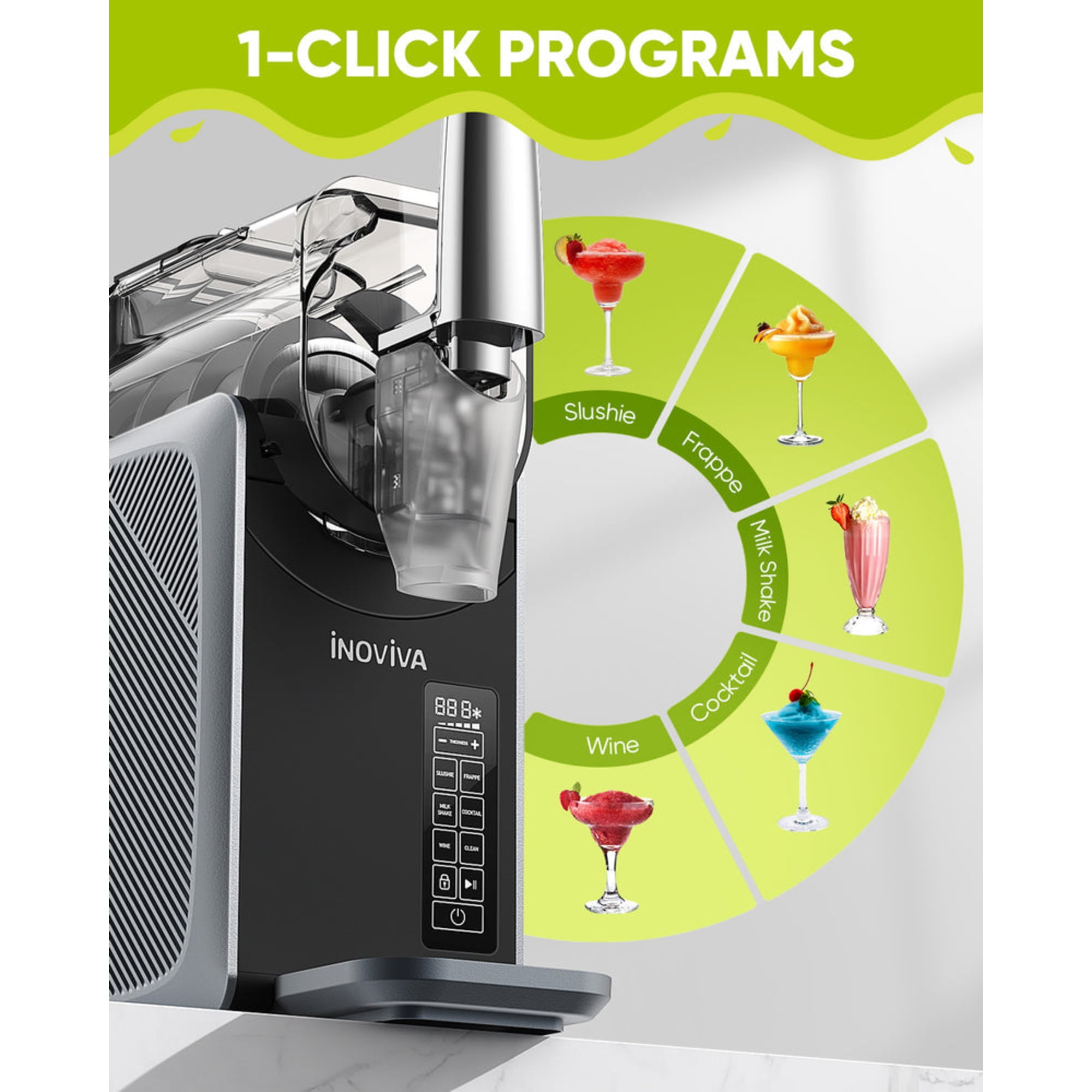 Inoviva S2.2 88oz Slushie Machine Smoothie Maker – Self Cleaning Frozen Drink Maker for Home