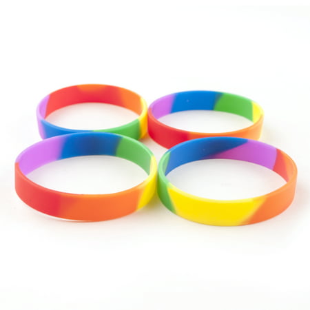 GOGO 10 Pcs Rainbow Pride Silicone Wristbands, Rubber Bracelets, Party ...