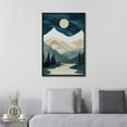 thumbnail image 2 of IDEA4WALL Framed Canvas Print Wall Art Navy Blue Midnight Sky Moon Mountain Range Landscape Nature Wilderness Illustrations Decor Bohemian Multicolor Mid-Century for Bedroom - 16"x24" Black, 2 of 5