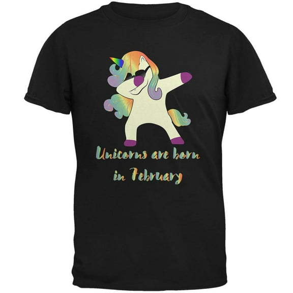 February Birthday Dabbing Unicorn Sunglasses Mens T Shirt
