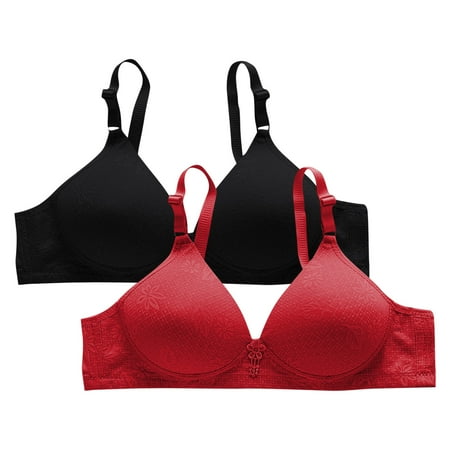 RYDCOT 2PC T-Shirt Bras for Women no Underwire Seamless Wireless Push Up Bra Full Coverage Comfort Bra Adjustable Strap Everyday Bralette Clearance
