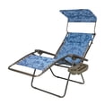 thumbnail image 4 of Bliss Hammocks 33-in Wide XXL Zero Gravity Chair w/ Adjustable Canopy Sun-Shade, Drink Tray, & Adjustable Pillow, 360 Lbs Capacity (Blue Flowers, 4 of 7