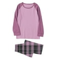 thumbnail image 6 of YueHuiYing Man Style Casual Pajama Set Long Sleeves Round Neck Shirt Waist GridLong Pants Loose Home Sets, 6 of 7
