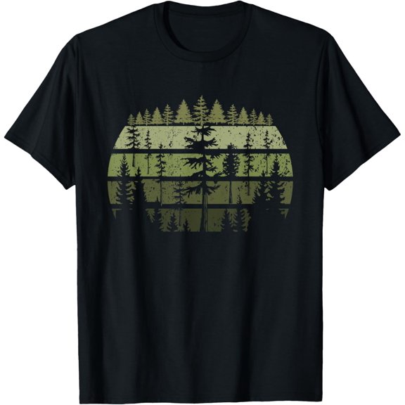 Retro Wildlife Trees Outdoors Nature Forest Vintage Mens T-Shirt